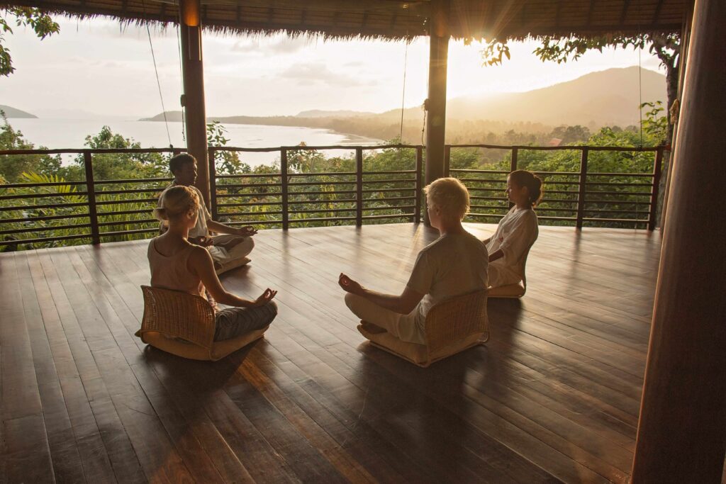 Group Meditation in Kamalaya Yoga Pavilion-min