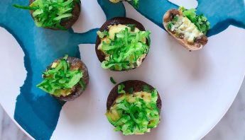 RECIPE: Spring Onion & Cheese Stuffed Shiitake with Toasted Cucumber by The Veggie Wifey