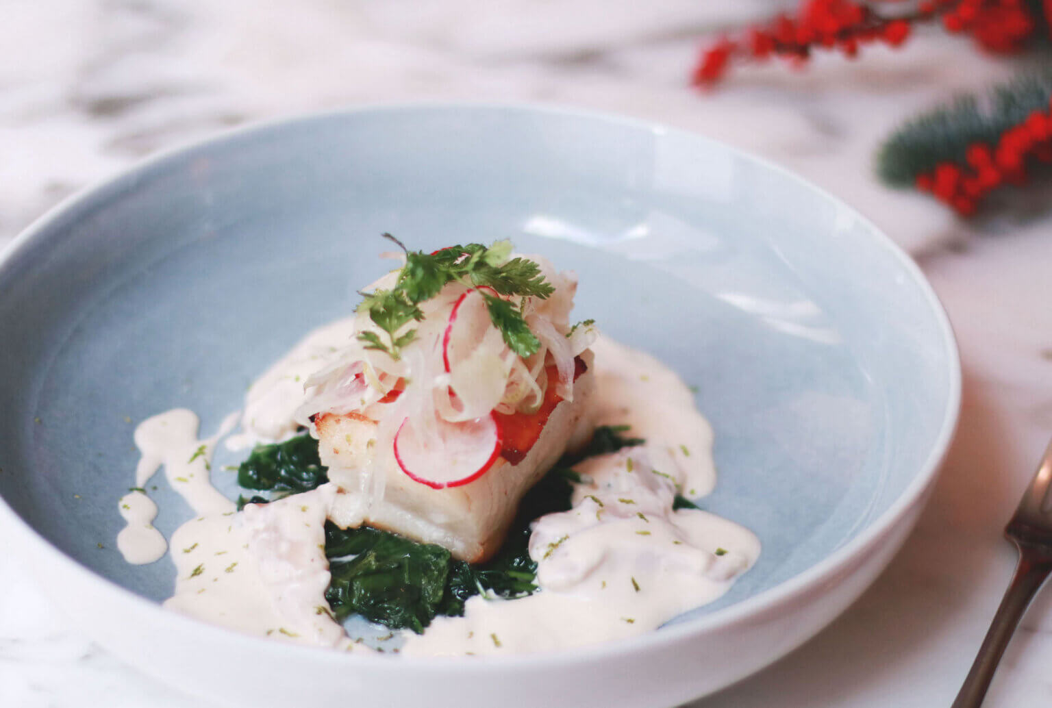 Recipe Panseared Halibut Fillet from Café Causette’s Festive Menu